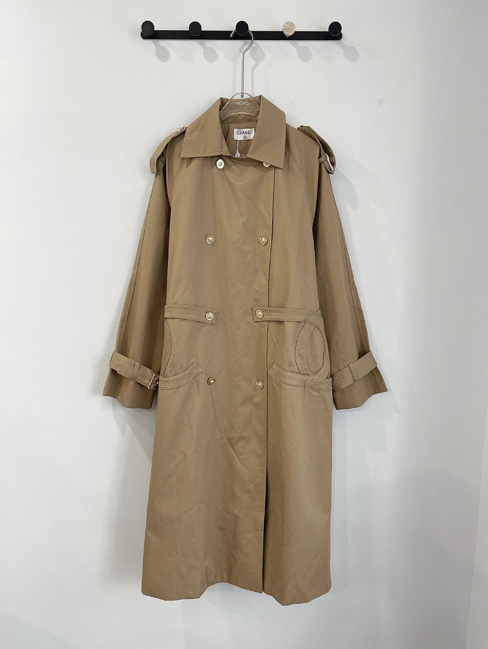 CHANEL Tan Double-Breasted Trench Coat